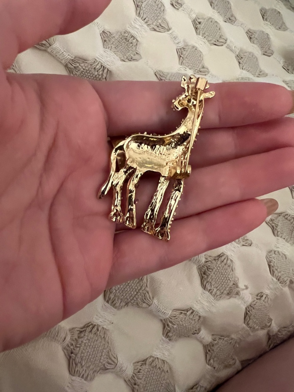 🧷Vintage Giraffe Brooch / Pin - Brown and Tan Crystals and CZs - Picture 3 of 3